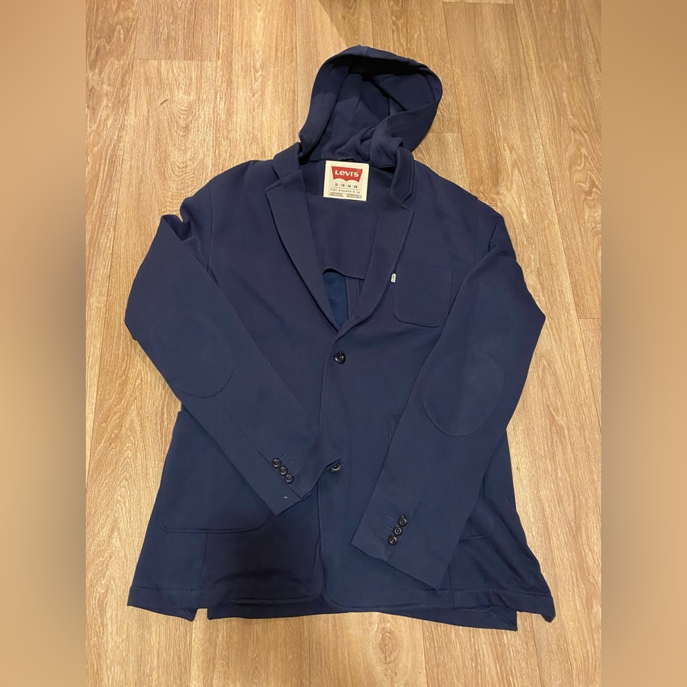 Levi's Men's Dark Blue Hooded Trench Coat
